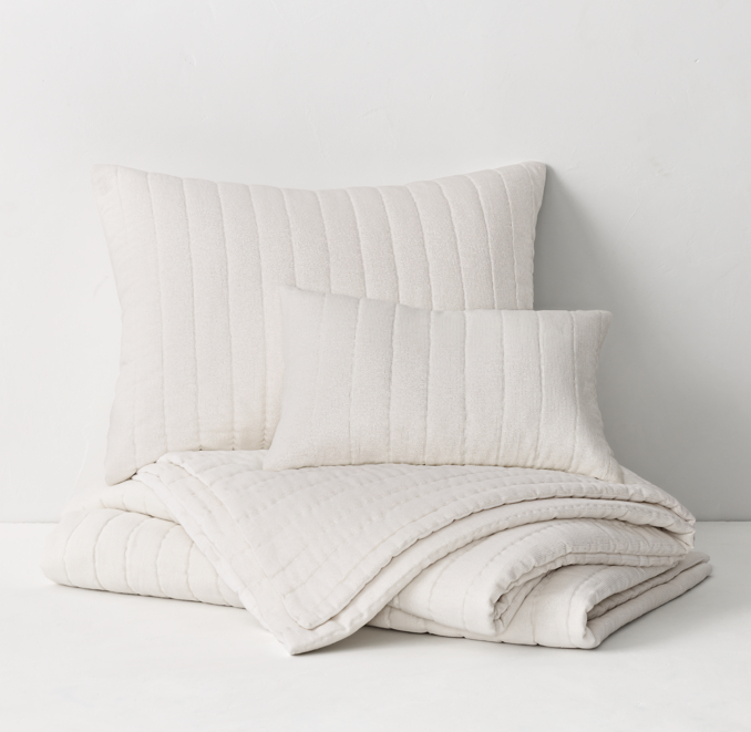 Front Stacked view of Shimmer Quilt shown in Silver&White