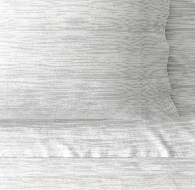 Overhead view of Distressed Stripe Sheet Set shown in Grey&Ivory