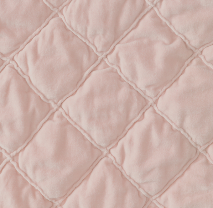 Overhead view of Hand-Stitched Washed Velvet Bedding Swatch shown in Dusty Rose