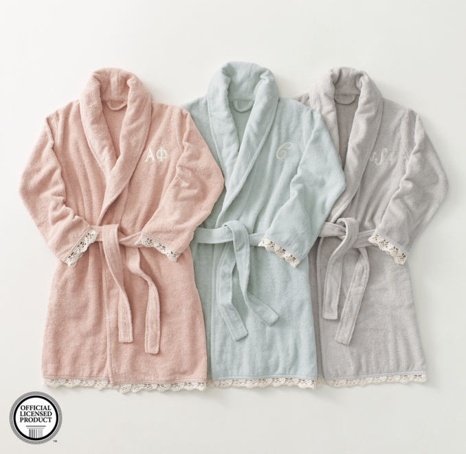 Front view of Hand-Crochet Trim Bath Robe shown in All Colors
