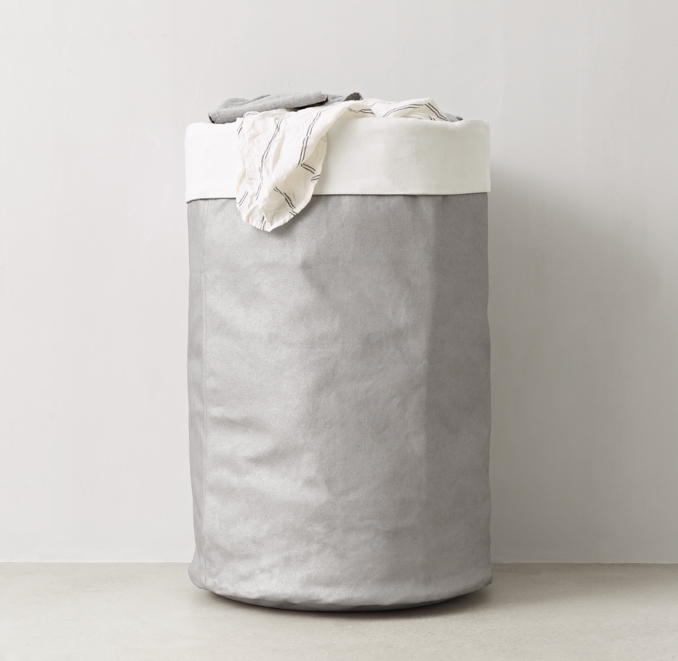 Front view of Metallic Printed Canvas Hamper - Silver 