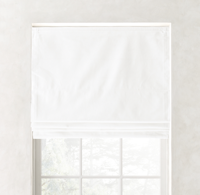 Front view of Cotton Canvas Cordless Blackout Roman Shade shown in Optic White