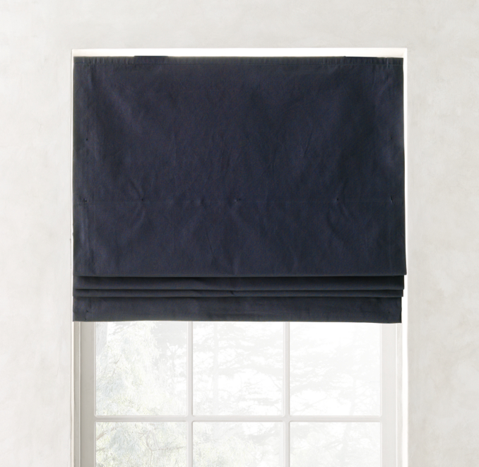 Front view of Cotton Canvas Cordless Roman Shade shown in Indigo