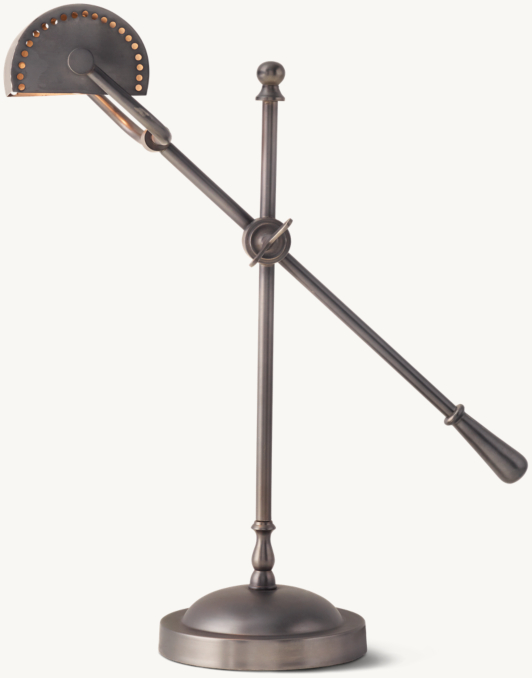 Front view of Archives Task Table Lamp  shown in Gunmetal