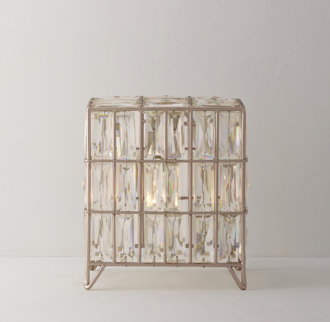 Front view of Bijou Crystal Small Table Lamp shown in Crystal