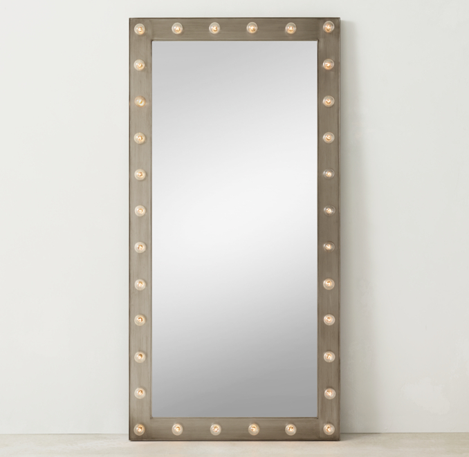Illuminated Leaner Mirror Antique Pewter RH