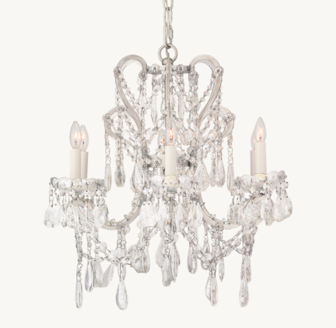 Manor Court Crystal 6-Arm Chandelier - Antiqued Silver