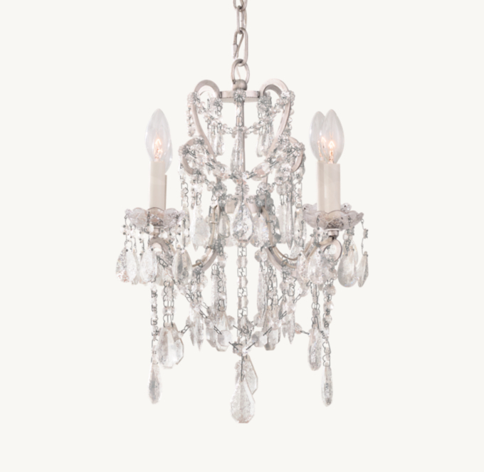 Manor Court Crystal 4-Arm Chandelier - Antiqued Silver