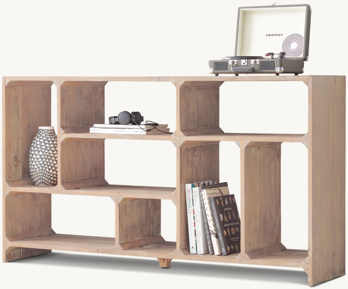 Reclaimed Pine Low Bookcase RH TEEN