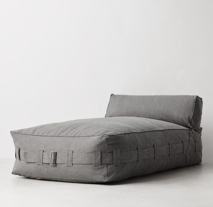 Three Quarter view of Cargo Lounge Armless Chaise - Grey 