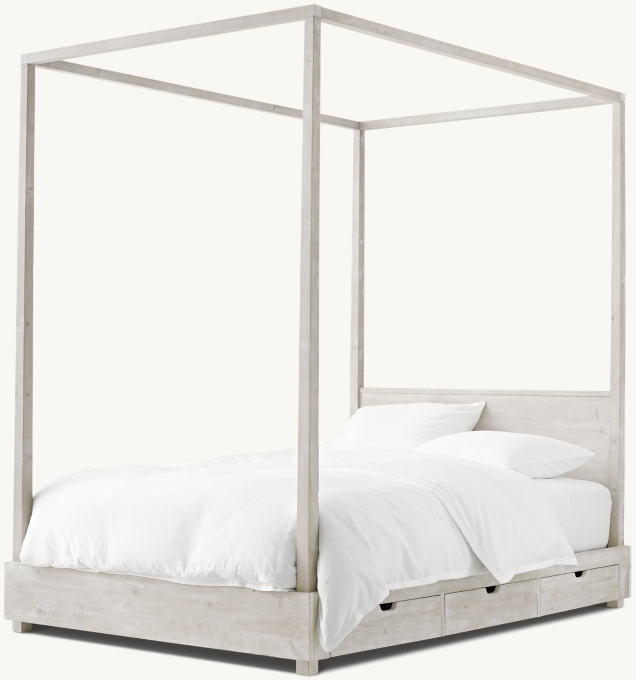 Callum Narrow-Post Storage Canopy Bed