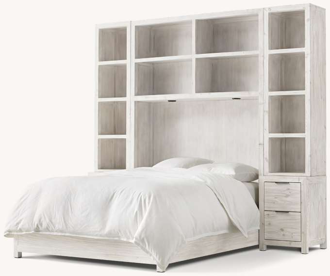 Laguna Bed With Cubby Headboard & Nightstand Towers Set