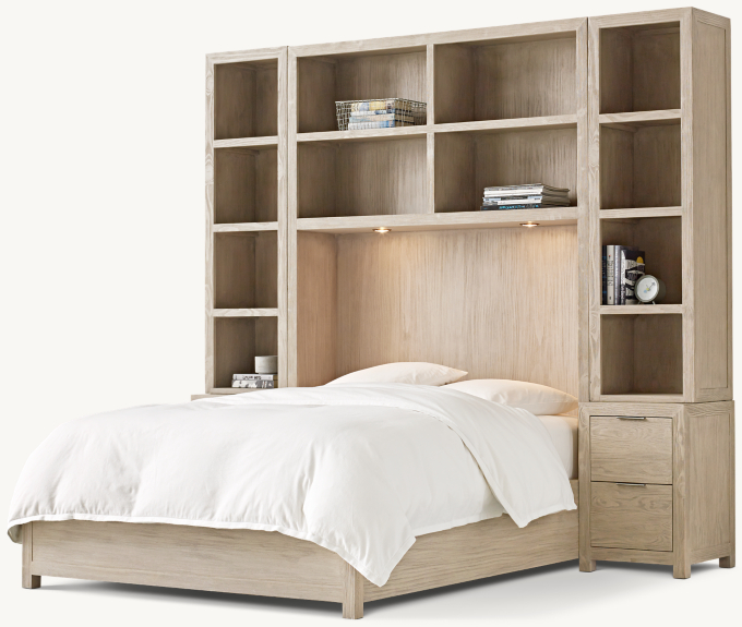 Laguna Bed With Cubby Headboard & Nightstand Towers Set