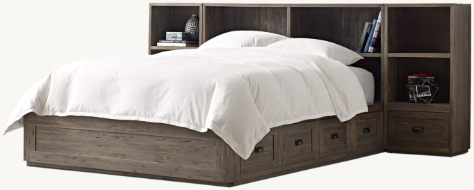 Keynes Storage Bed With Cubby Headboard Nightstand Set