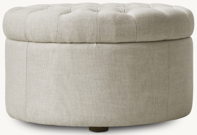 Front view of Tufted Round Storage Ottoman 