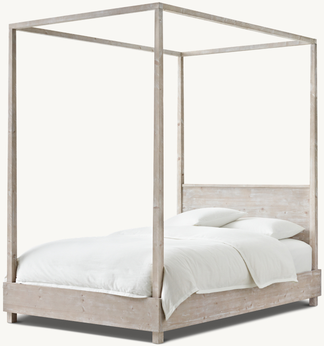 Callum Narrow-Post Platform Canopy Bed With Headboard