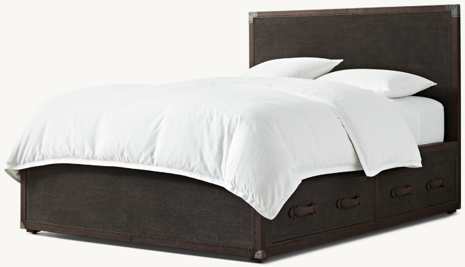 Three Quarter view of Eldon Steamer Trunk 4-Drawer Storage Bed 