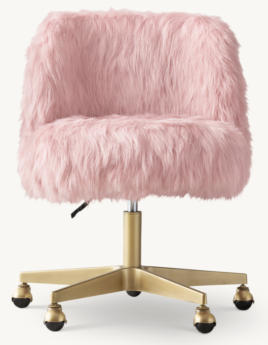 Alessa Kashmir Faux Fur Desk Chair - Antiqued Brass