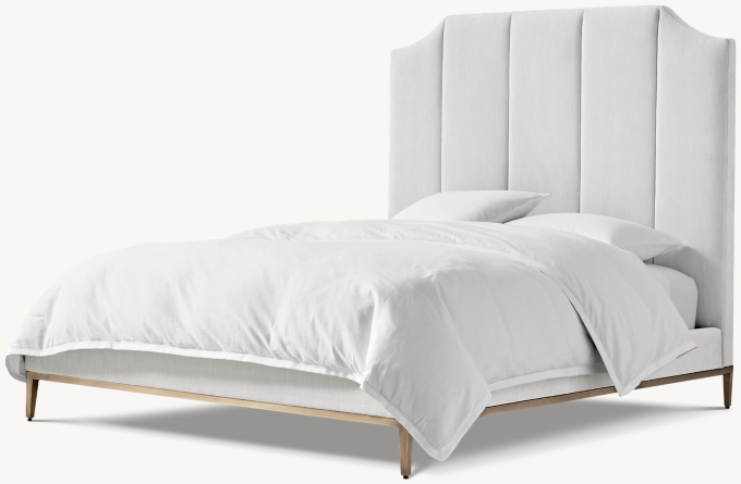 Sabine Upholstered Platform Bed Aged Brass RH TEEN