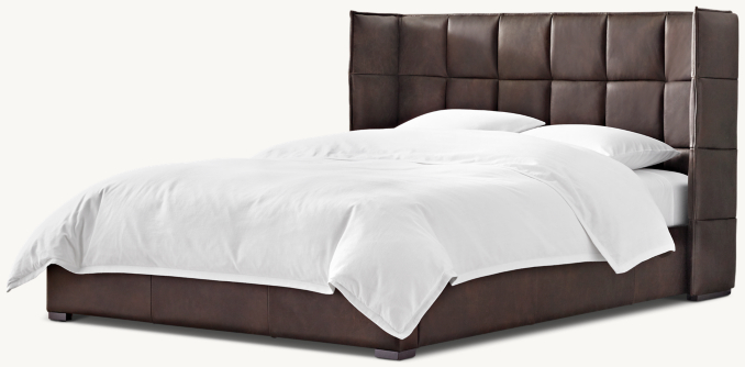 Three Quarter view of Landis Quilted Leather Bed 