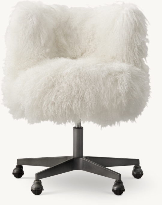 Kinney Mongolian Lamb Desk Chair - Graphite