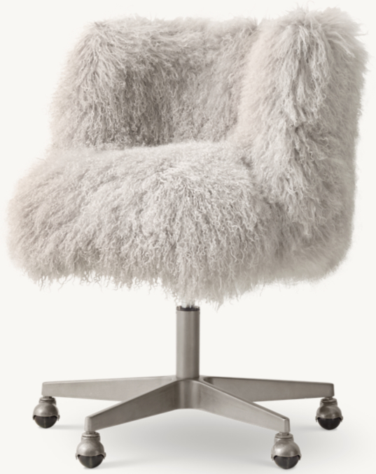 雪のchair Kinney Mongolian Lamb Desk Chair - Pewter | RH Baby & Child