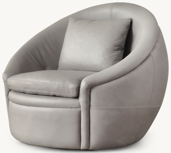 Three Quarter view of Oberon Leather Swivel Chair 