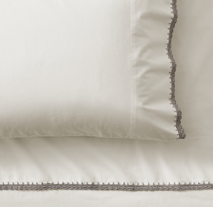 Overhead view of Vintage Crochet-Trimmed Pillowcase 
