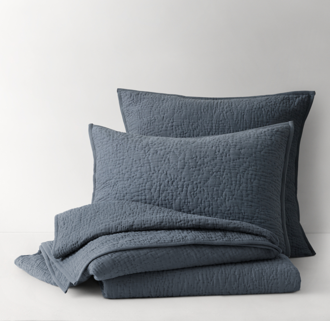 Front Stacked view of Washed Cotton Gauze Quilted Sham 