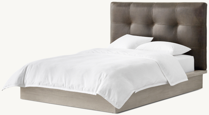 Three Quarter view of Logan Leather Platform Bed 
