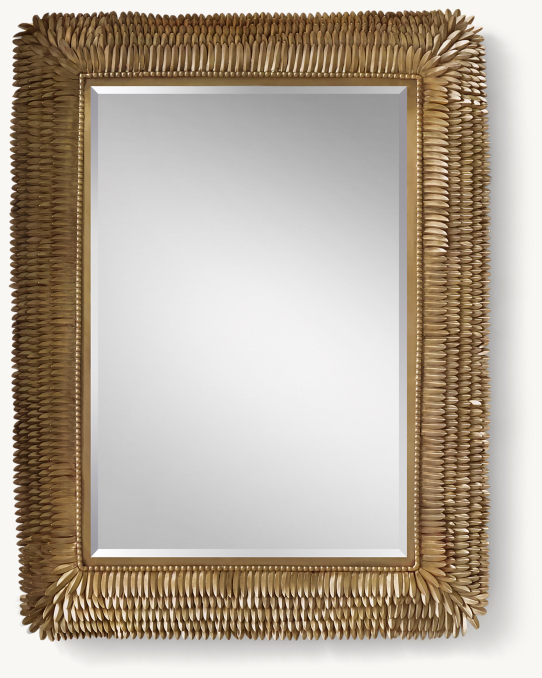 Front view of Layered Petal Dresser Mirror - Aged Brass 