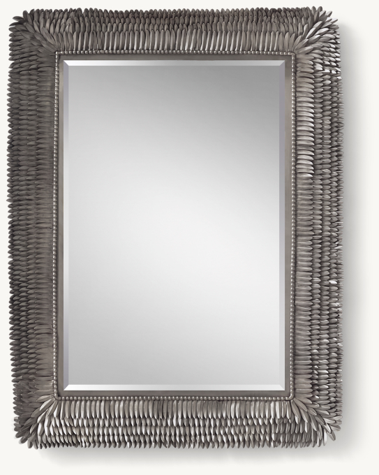 Front view of Layered Petal Dresser Mirror - Aged Pewter 