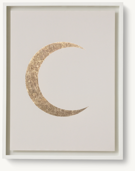 Front view of Gilt Moon Phase Art - Crescent Moon 
