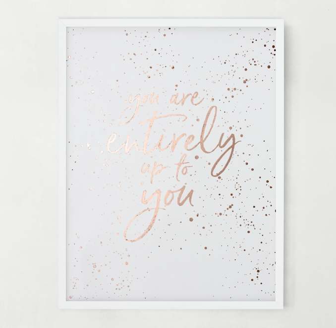 Front view of Script Metallic Foil Quote Art - You 