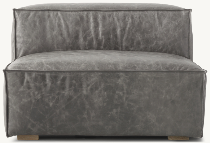 Front view of Rowan Modular Leather Armless Chair 