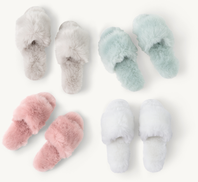 Overhead view of Kashmir Faux Fur Slides 