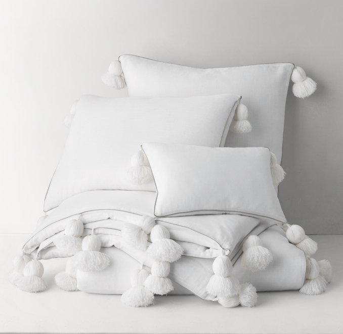 Tassel-Trimmed Linen-Cotton Sham | RH Baby & Child