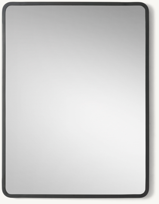 Front view of Minimalist Metal-Wrapped Dresser Mirror - Aged Steel 