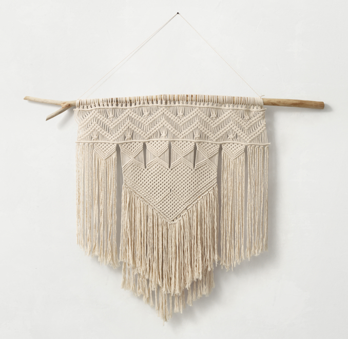 Front view of Hand-Knotted Macramé Large Wall Hanging 