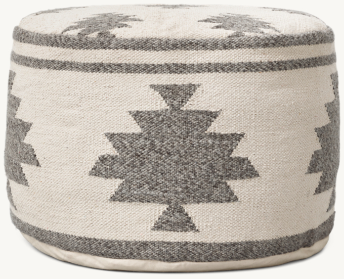 Geometric Woven Pouf - Natural/Grey