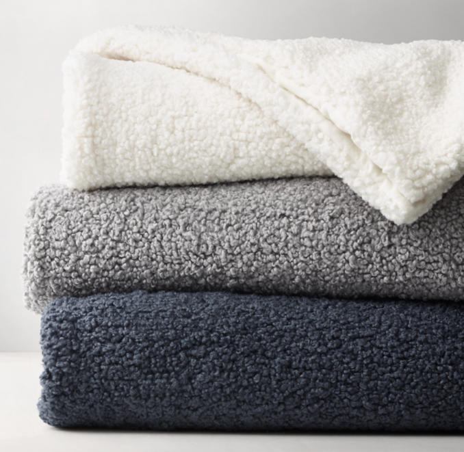 Front Stacked view of Plush Faux Shearling Bed Throw 