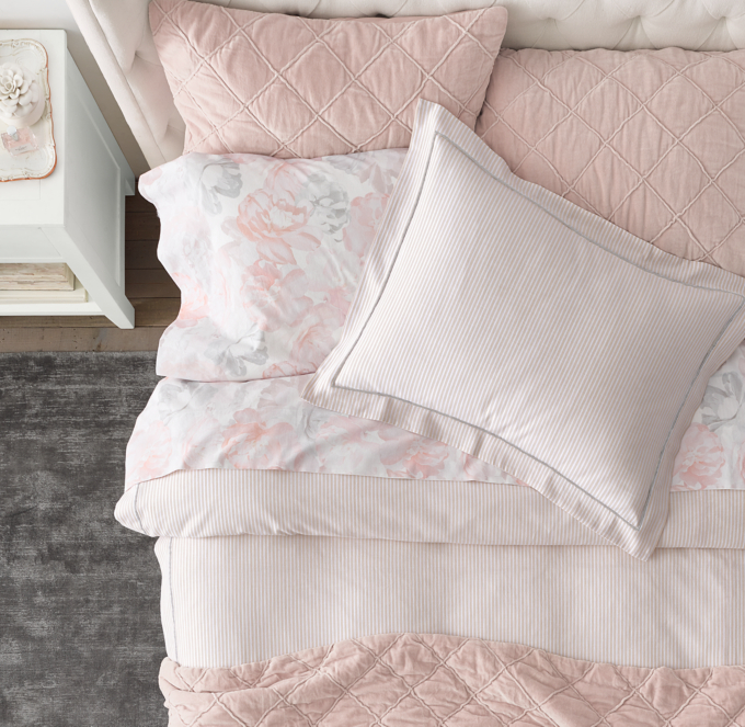 Shown in Dusty Rose. Featured with Posey Washed Percale Sheet Set and Hand-Stitched Washed Velvet Quilt and Sham in Dusty Rose.