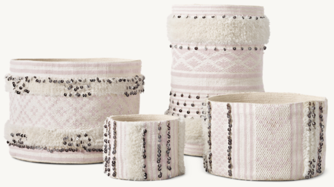 Front view of Moroccan Embellished Storage - Blush 