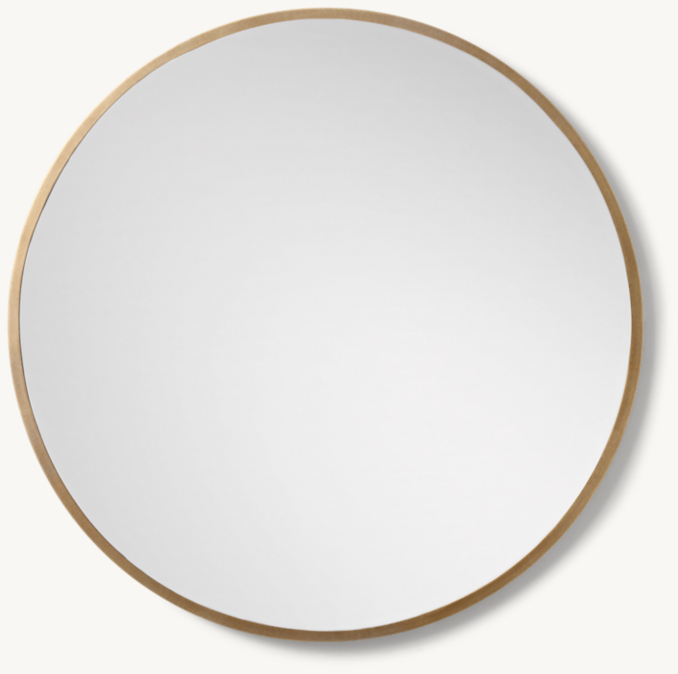 Front view of Minimalist Metal-Wrapped Round Mirror - Brass 
