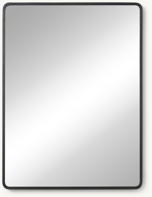 Vue de Face - Minimaliste - Grand Miroir Pour Commode Enveloppé de Métal - Acier Vieilli - Acier Vieilli