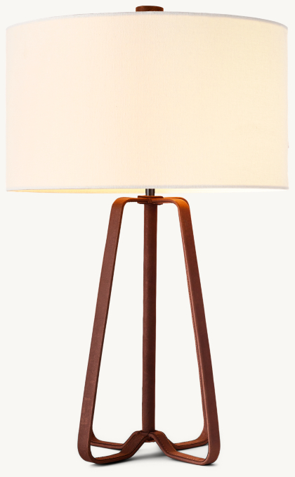 Front view of Tolson Leather Table Lamp With Shade 