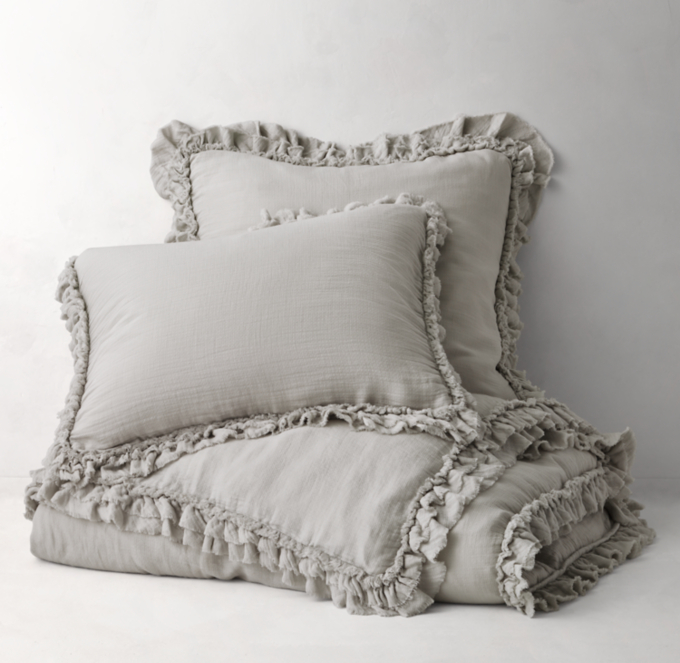 Ruffled Washed Cotton Gauze Duvet Cover