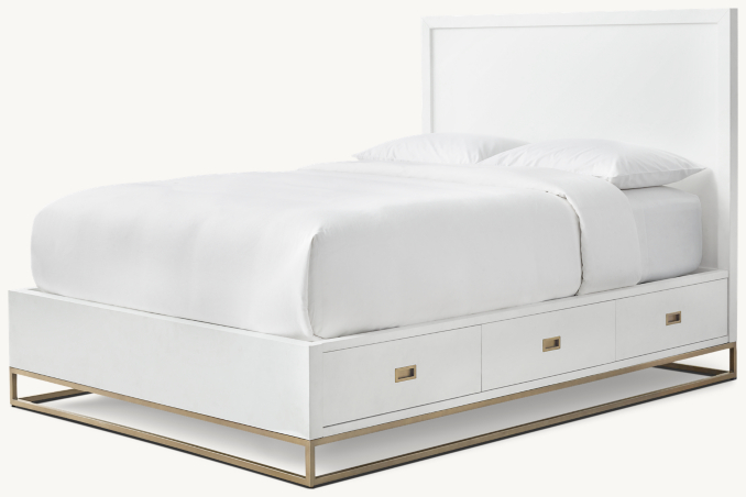 Three Quarter view of Avalon Storage Bed With Metal Base 