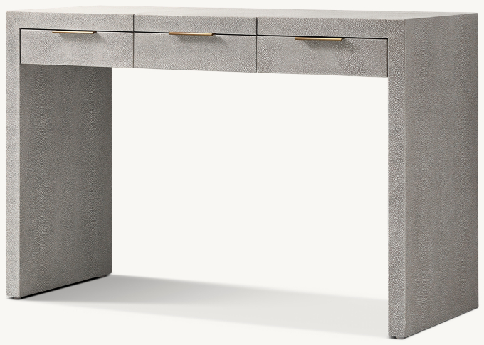 Clio Shagreen Vanity Desk Brass RH TEEN