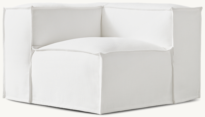 Three Quarter view of Rowan Slipcovered Modular Corner Chair Replacement Slipcover 
